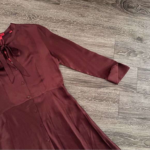 Hugo Boss Emera Vine Red Long Sleeve Button Down Dress - Picture 5 of 15